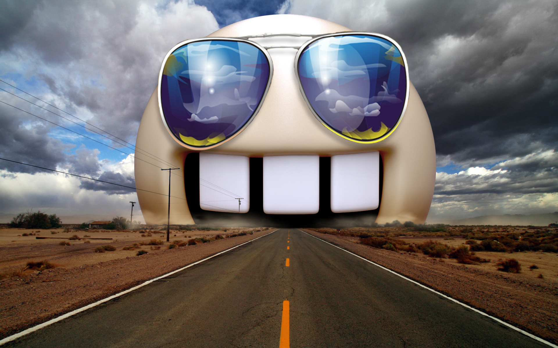 funny, Highway, Sunglasses, Photomanipulations Wallpaper