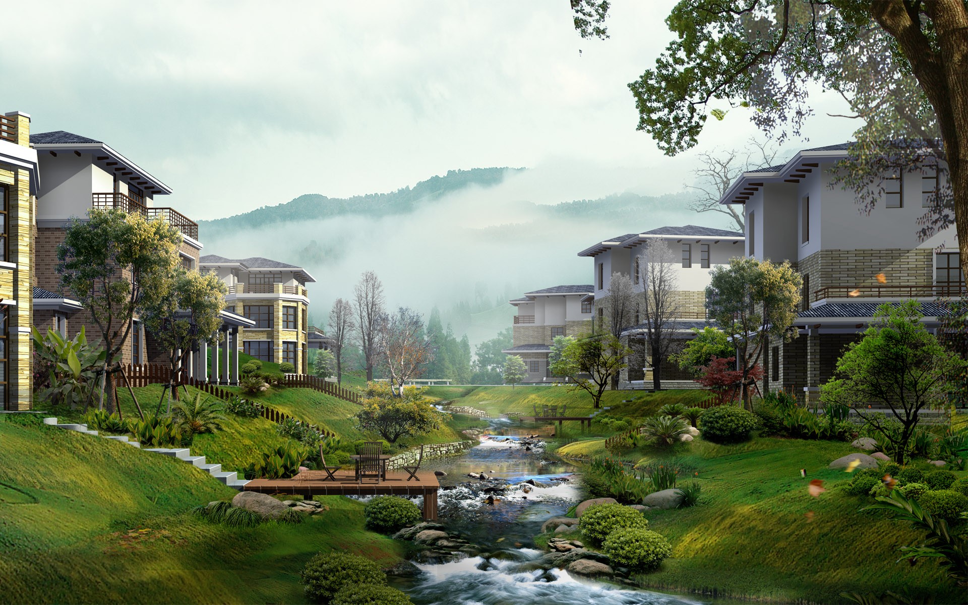 landscapes, Houses Wallpaper