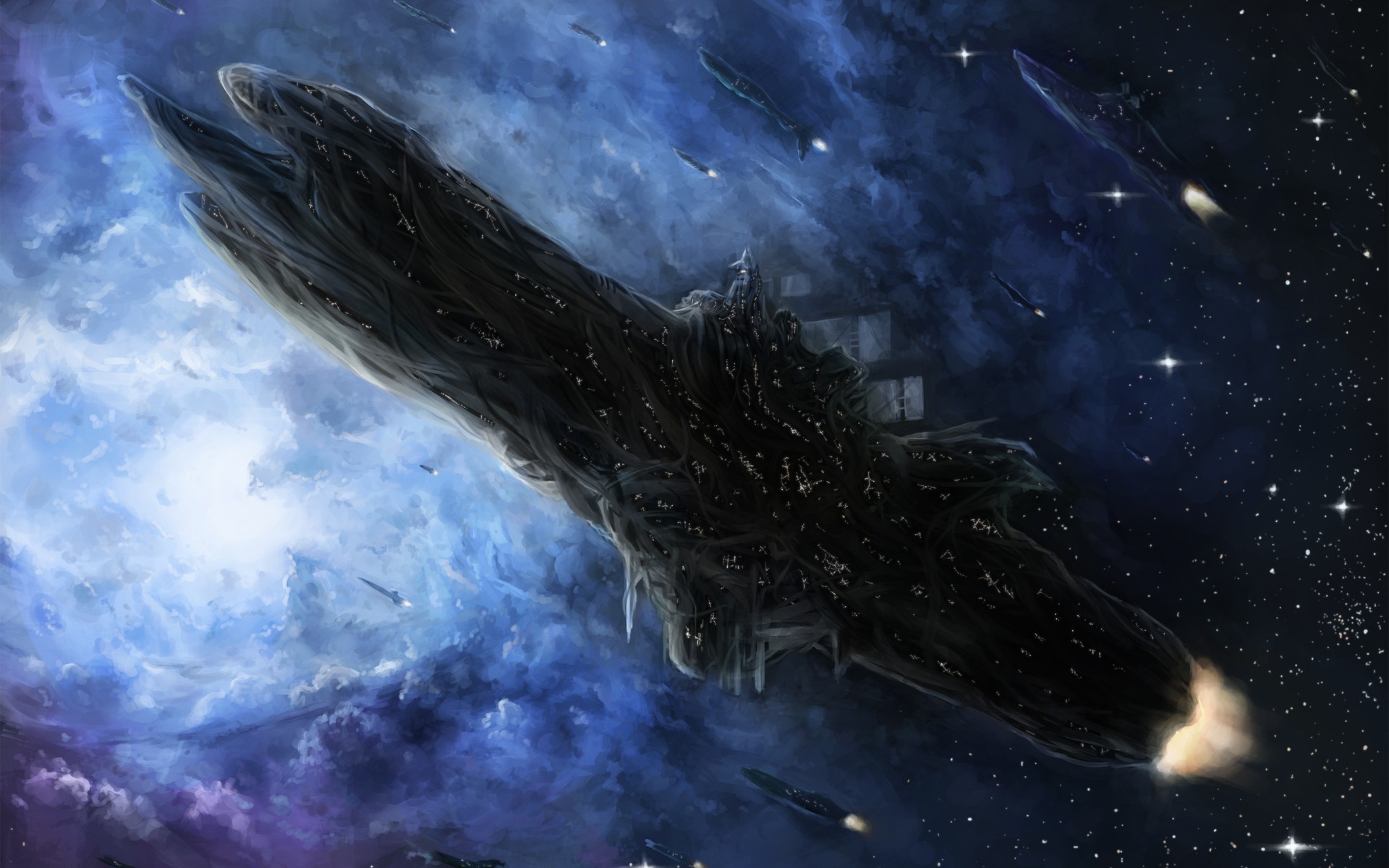 outer, Space, Futuristic, Spaceships, Artwork, Vehicles Wallpaper