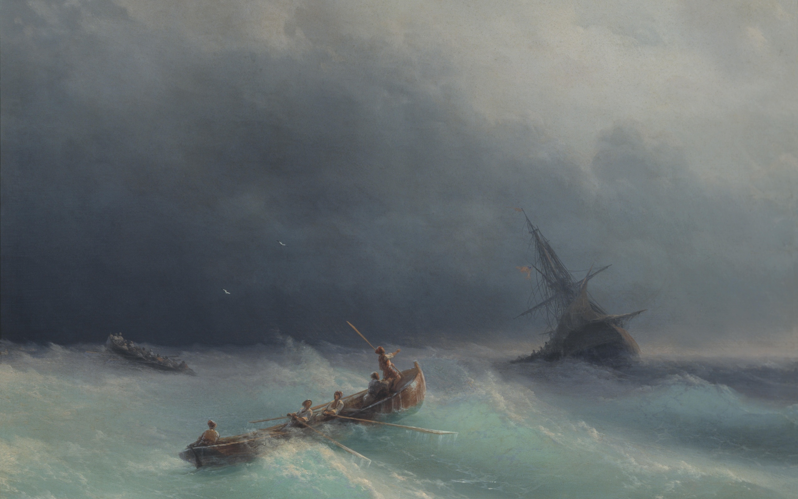 art, Aivazovsky, Painting, Storm, Ocean, Ship, Ships, Boat, Horror Wallpaper