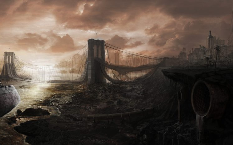apocalyptic, Brooklyn, Bridge, Apocalypse, Artwork HD Wallpaper Desktop Background