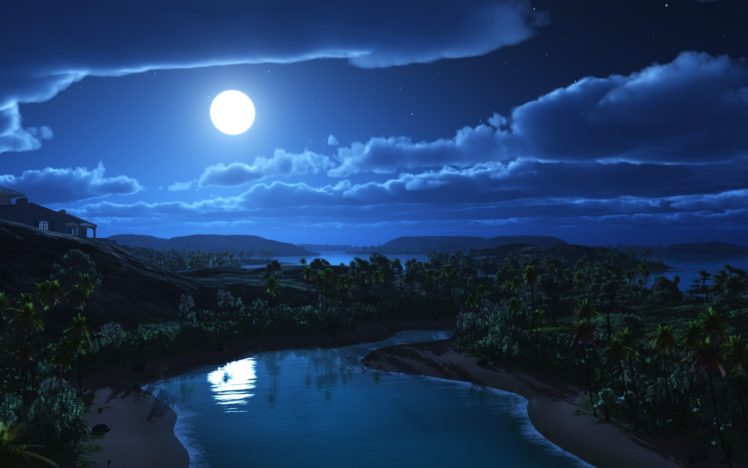 nature, Moon, Glow HD Wallpaper Desktop Background