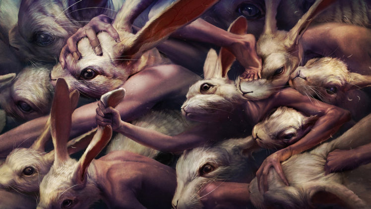paintings, Artistic, Animals, Rabbits HD Wallpaper Desktop Background