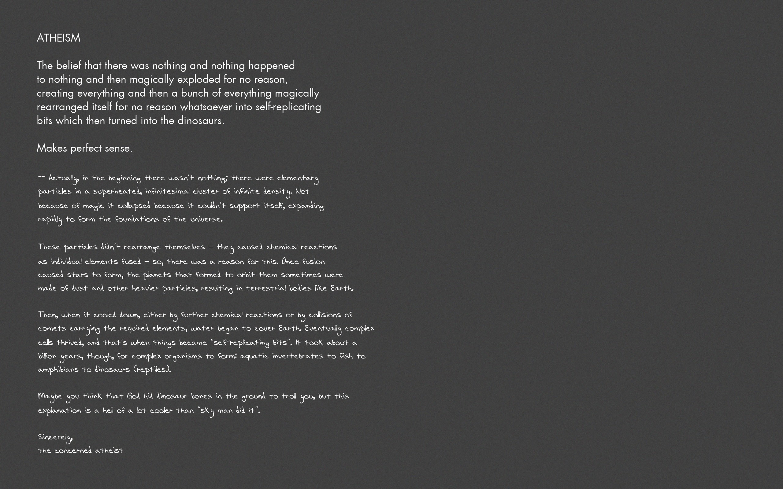 science, Text, Religion, Atheism, Logic, Text, Only, Gray, Background Wallpaper