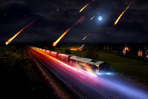 landscapes, Night, Fire, Trains, Speed, Speedart, Meteor