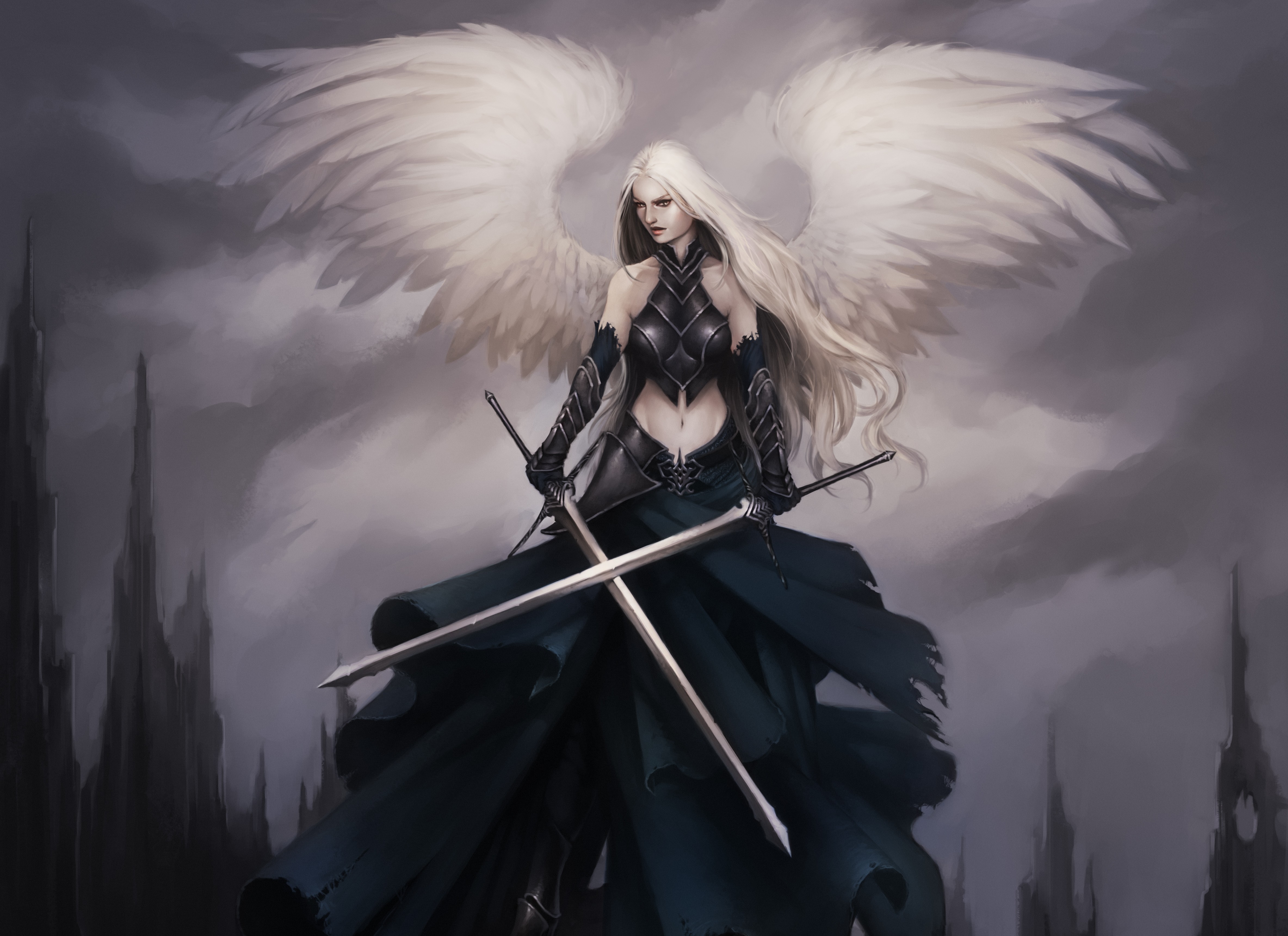 angel, Warrior, Sword, Wings, Armor, Fantasy, Girl, Gothic, Goth Wallpaper