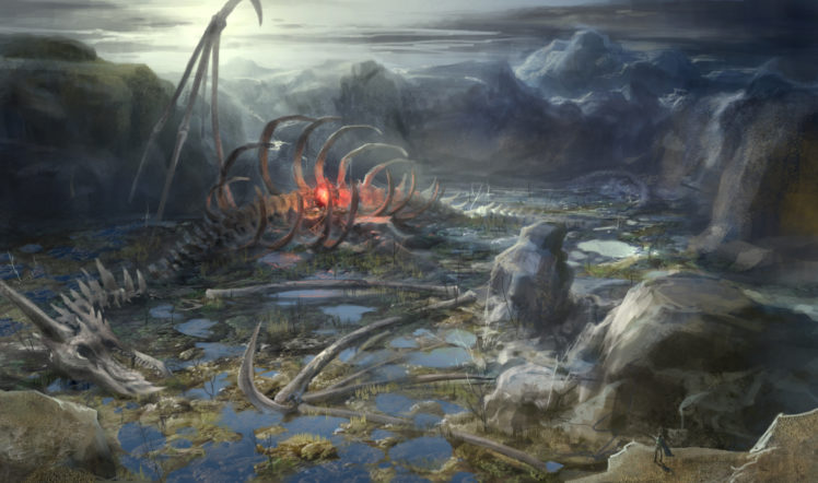 dragons, Skeleton, Dragon, Magic, Landscape HD Wallpaper Desktop Background