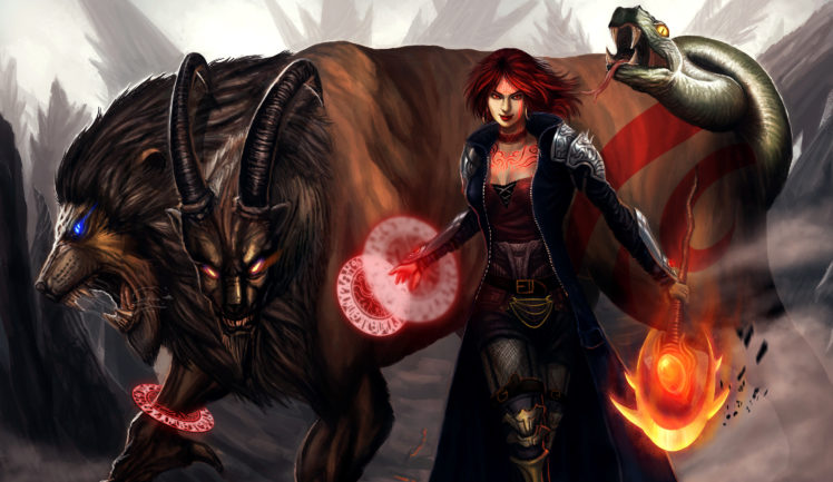 magical, Animals, Warriors, Horns, Torch, Magic, Demon, Creature, Monster, Girl HD Wallpaper Desktop Background