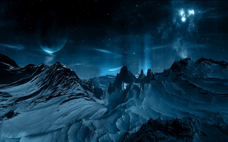 mountains, Outer, Space, Planets HD Wallpaper Desktop Background