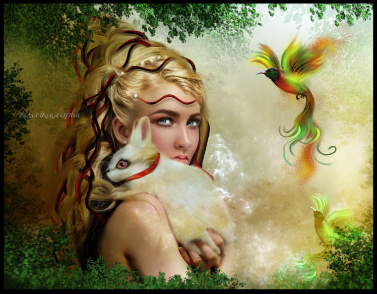fairy, Rabbit, Bird, Fantasy HD Wallpaper Desktop Background