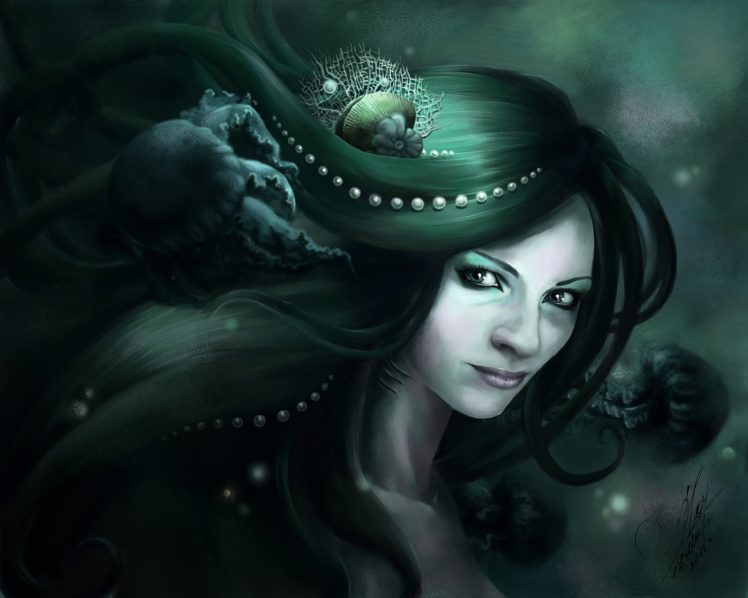 mermaid, Underwater, World, Brunette, Girl, Fantasy, Girls, Gothic HD Wallpaper Desktop Background
