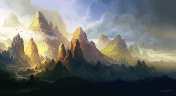 mountains, Clouds, Ferdinand, Ladera, Art, Ridge HD Wallpaper Desktop Background