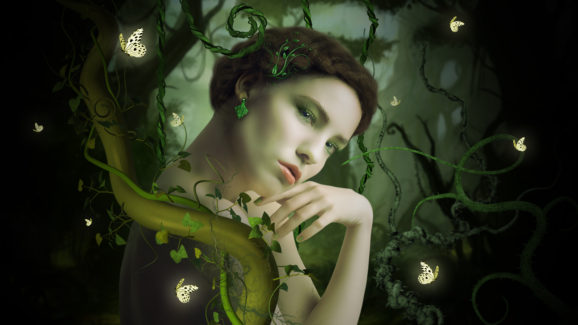 fairy, Butterfly, Forest, Mood, Girl Wallpaper
