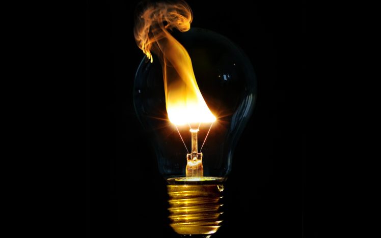 light, Fire, Light, Bulbs, Black, Background HD Wallpaper Desktop Background