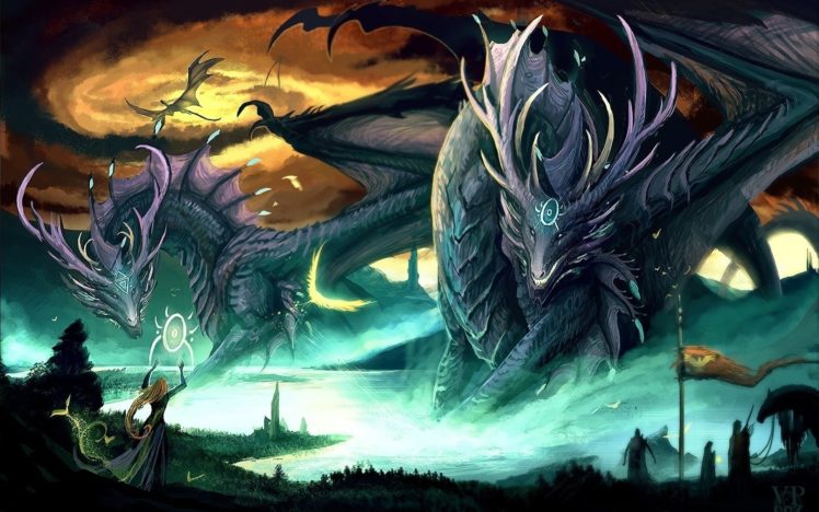 dragons, Giant, Fantasy, Art, Creatures HD Wallpaper Desktop Background