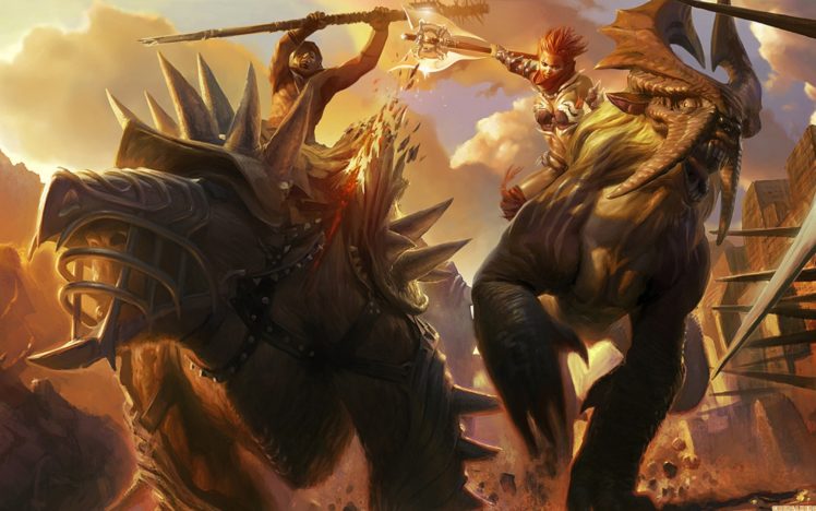 monsters, Fight, Battles, Axe, Artwork, Mace HD Wallpaper Desktop Background