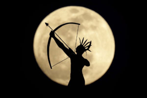 moon, Background, An, Indian, Archer, Silhouette, Warrior