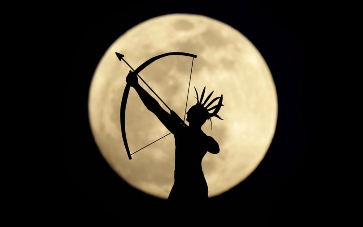 moon, Background, An, Indian, Archer, Silhouette, Warrior HD Wallpaper Desktop Background