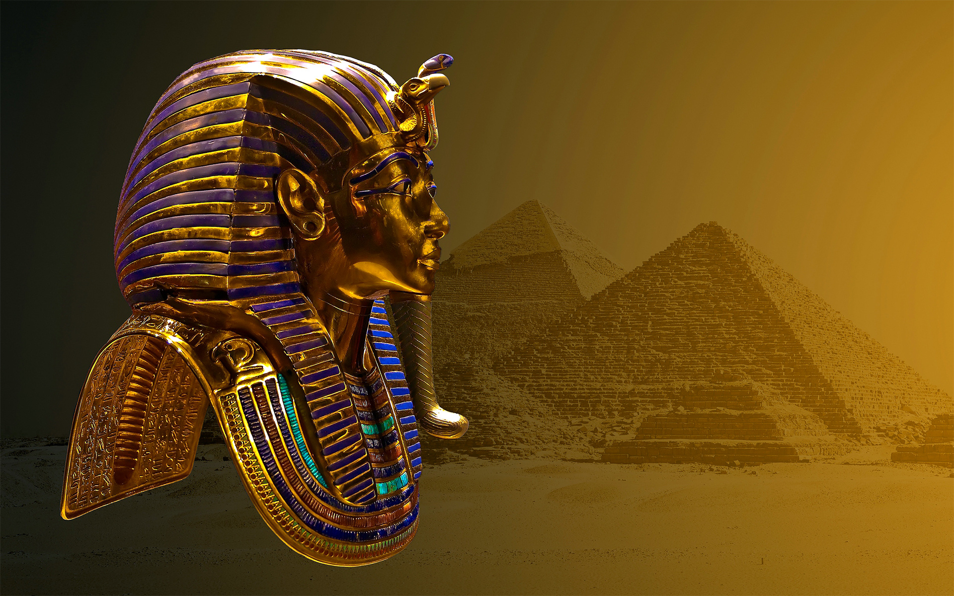tutankhamun, Mask, Pyramid, Egypt Wallpaper