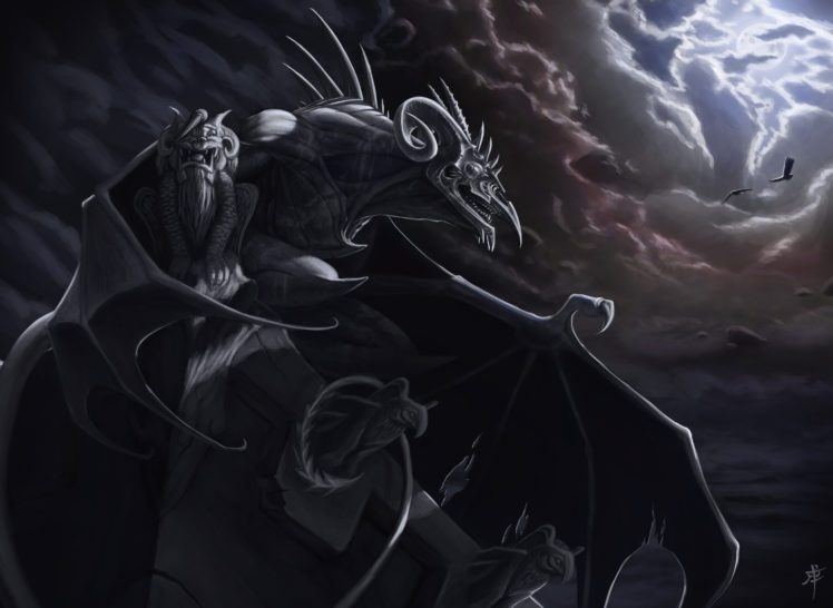 dragon, Supernatural, Beings, Clouds, Wings, Horns HD Wallpaper Desktop Background