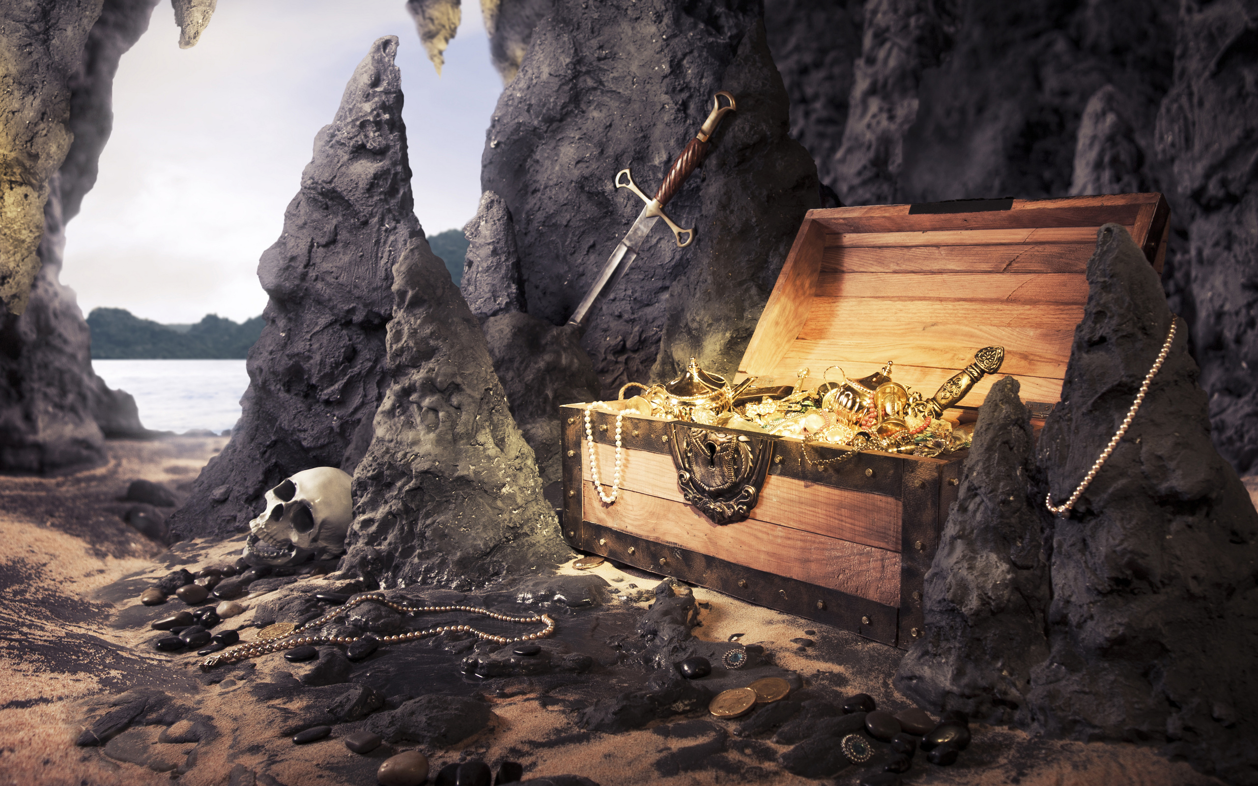sword, Treasure, Pirate Wallpaper