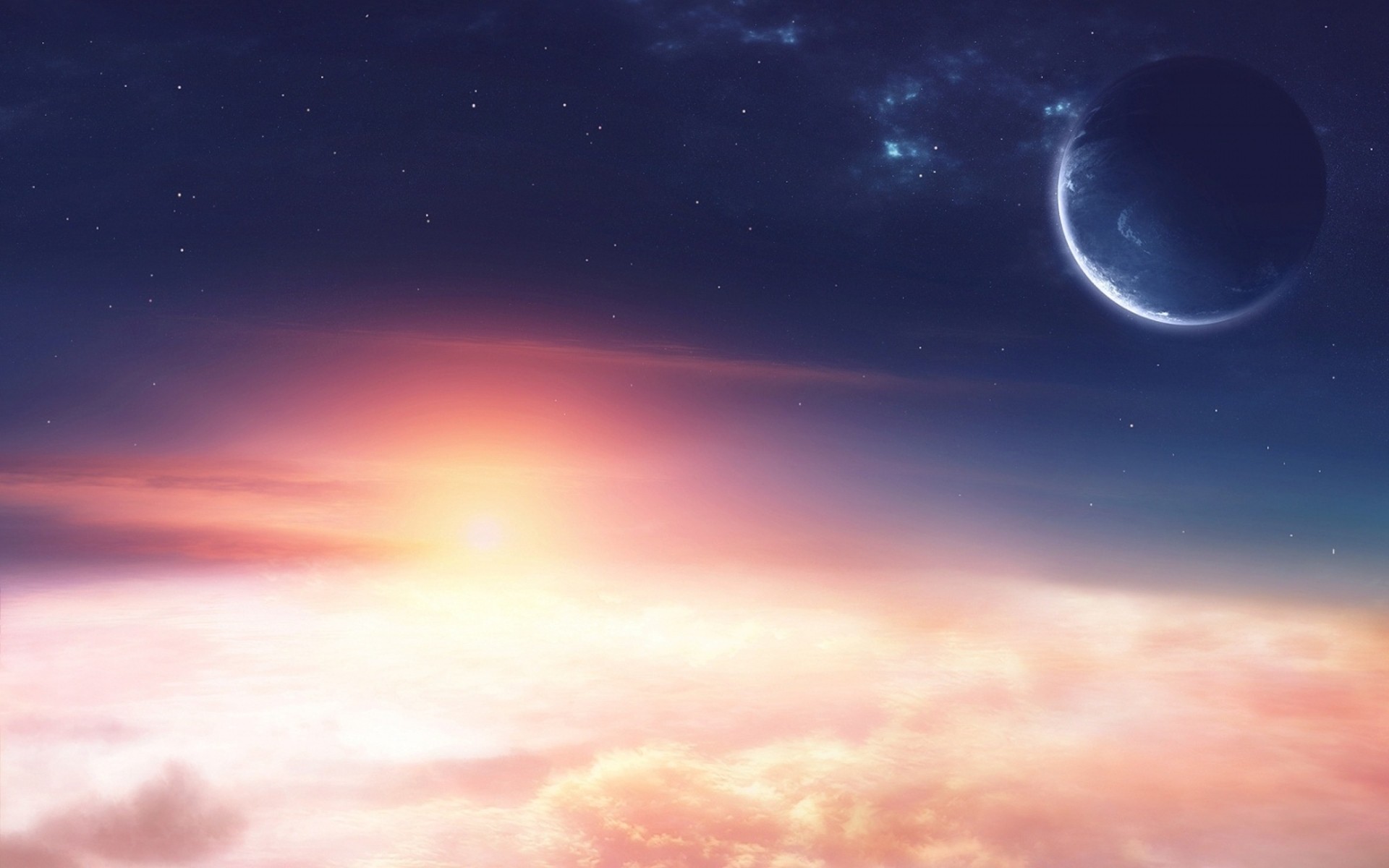 clouds, Outer, Space, Planets Wallpaper