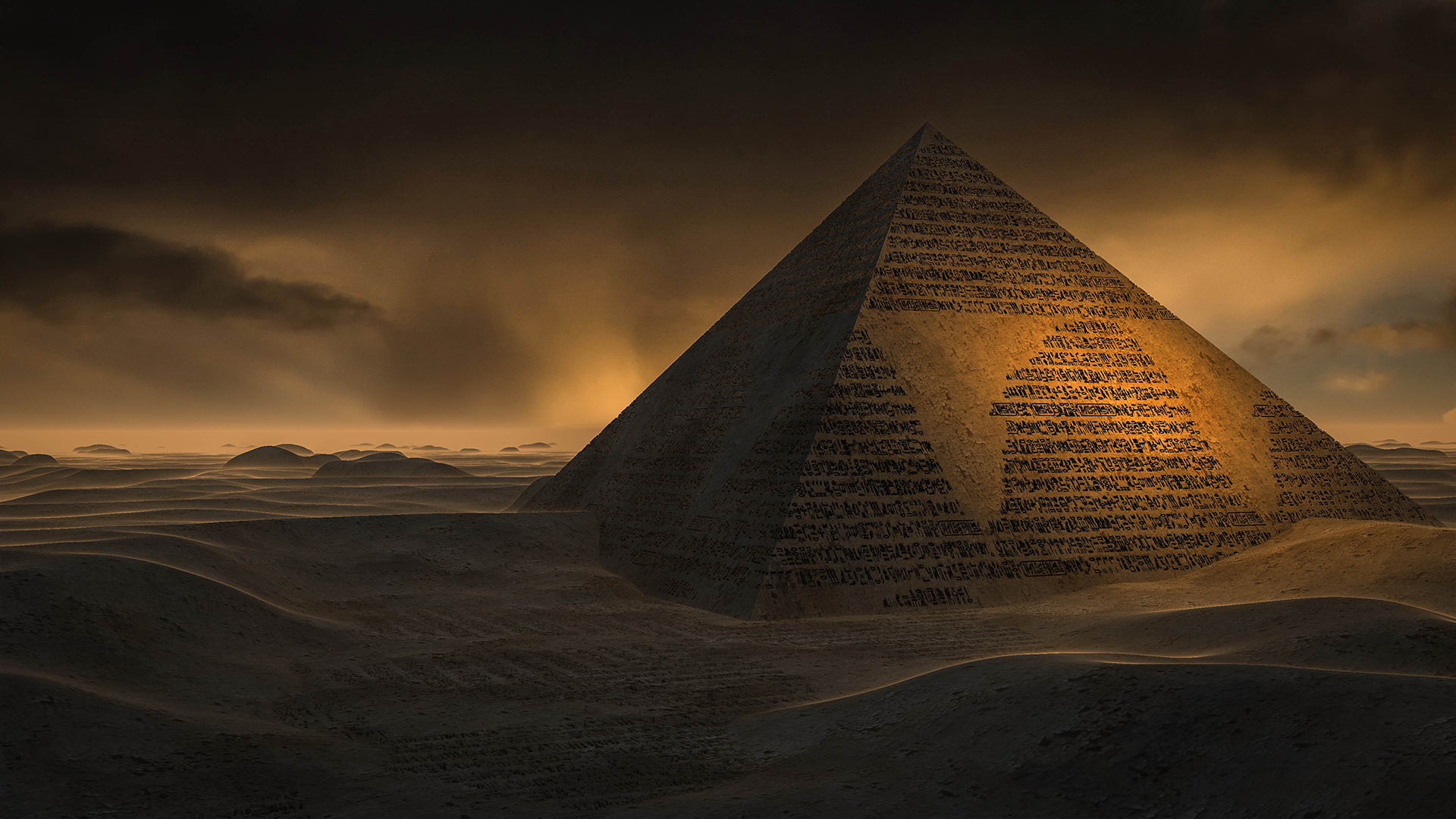 pyramid, Desert Wallpaper