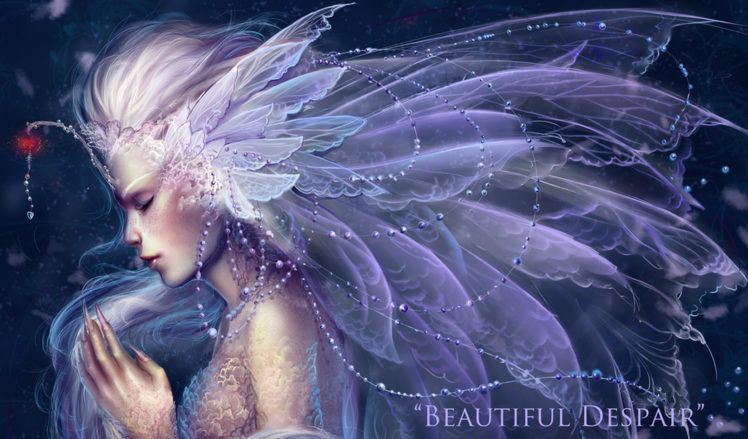 girl, Wings, Beads, Beads, Nails, Stones, Feathers, Fairy, Mood HD Wallpaper Desktop Background