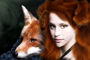 foxes, Redhead, Girl, Hair, Face, Animals, Girls