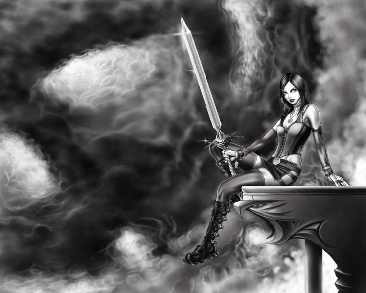 warriors, Swords, Fantasy, Girls HD Wallpaper Desktop Background