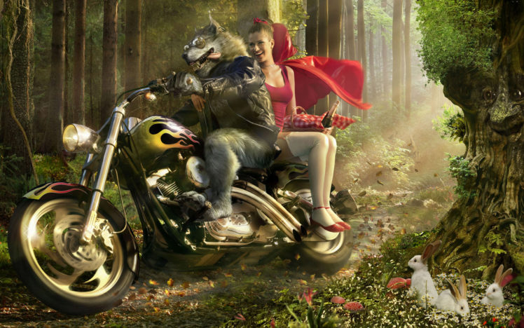 little, Red, Riding, Hood, Realistic, Vehicles, Motorbikes HD Wallpaper Desktop Background