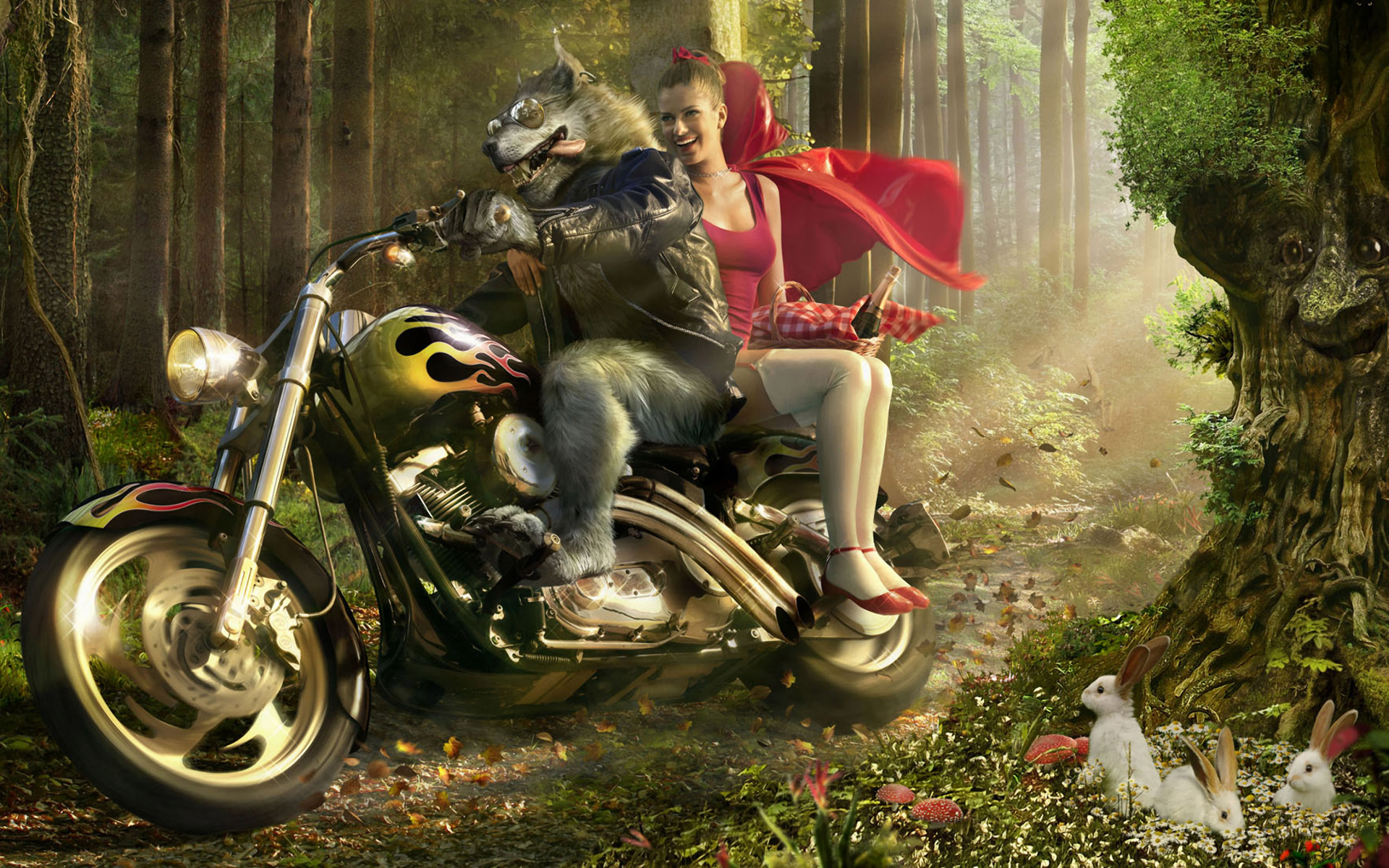 little, Red, Riding, Hood, Realistic, Vehicles, Motorbikes Wallpaper