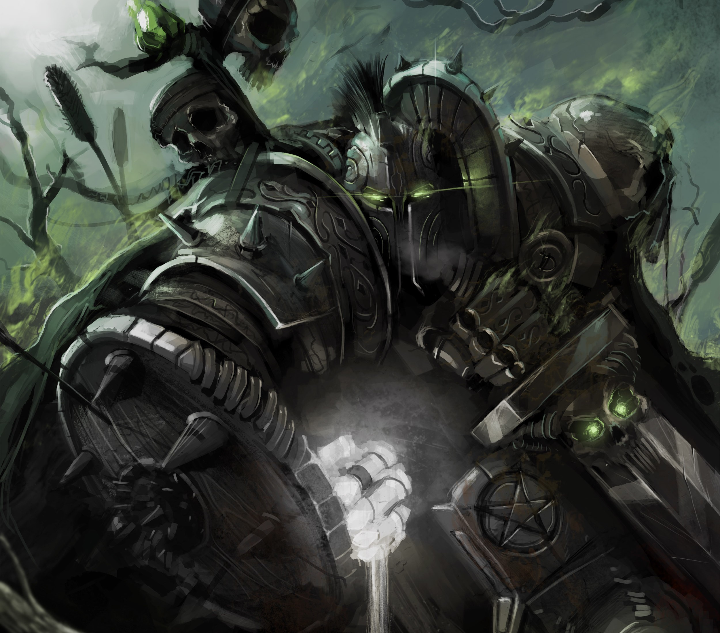 art, Warrior, Armor, Helmet, Sword, Gun Wallpaper