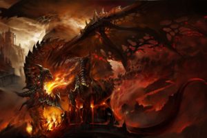 abstract, Dragons, Fire, Fantasy, Art, Deathwing, Artwork, World, Of, Warcraft, Cataclysm