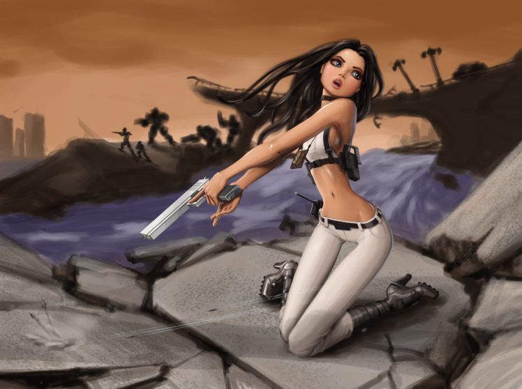 warrior, Pistol, Fantasy, Girls, Weapon, Gun, Guns HD Wallpaper Desktop Background