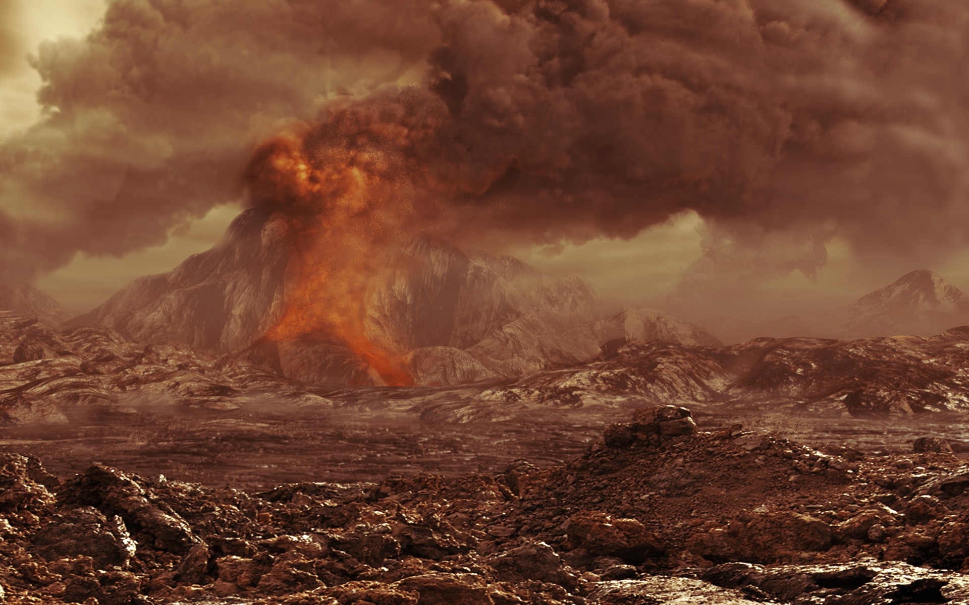 landscapes, Death, Volcanoes, Smoke, Chaos, Destruction, Apocalypse, Venus Wallpaper
