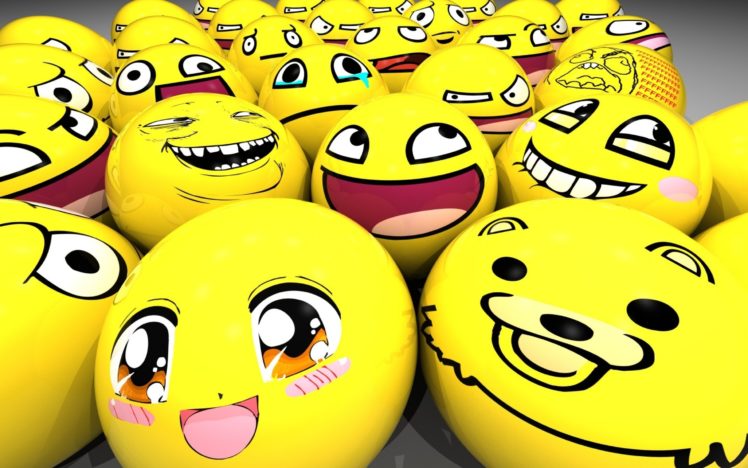yellow, Balls, Meme, Derp, Smiling HD Wallpaper Desktop Background