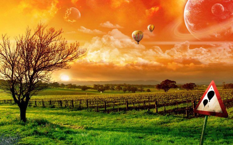 landscapes, Hot, Air, Balloons, Photomanipulations HD Wallpaper Desktop Background