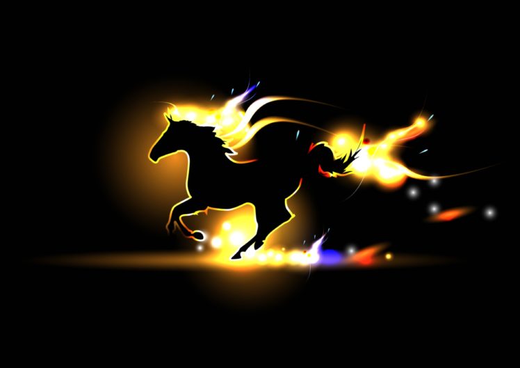 horse, Silhouette, Fire HD Wallpaper Desktop Background