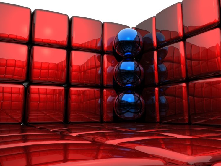 3d, View, Abstract, Balls, Cubes, 3d, Renders HD Wallpaper Desktop Background