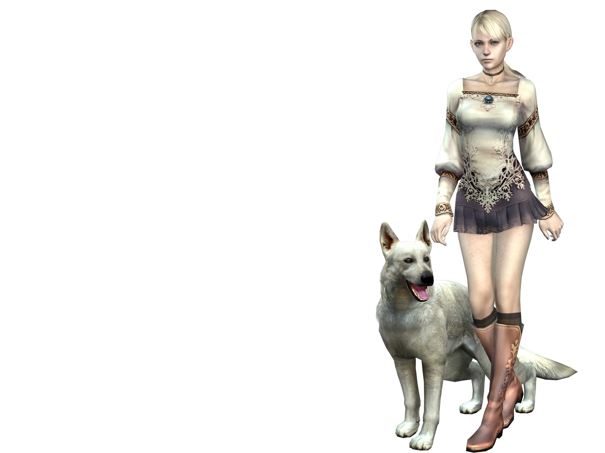 blondes, Women, 3d, View, Video, Games, Dogs, Terror, Simple, Background Wallpaper