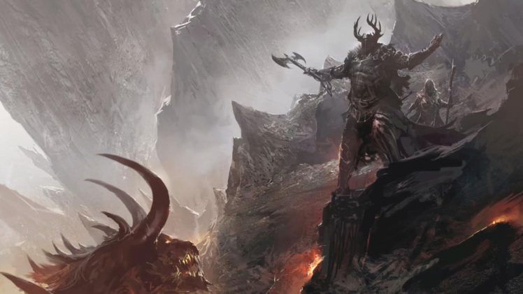 fantasy, Horns, Armor, Axes, Artwork, Warriors HD Wallpaper Desktop Background