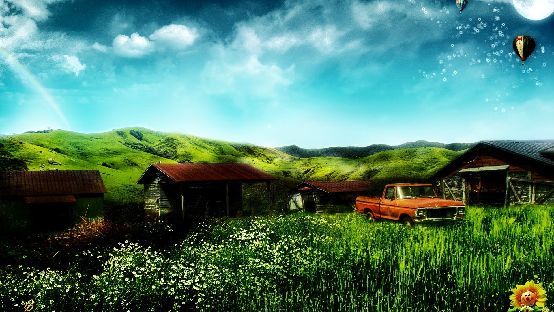 cars, Home, Fantasy, Art, Digital, Art, House, Farms Wallpaper