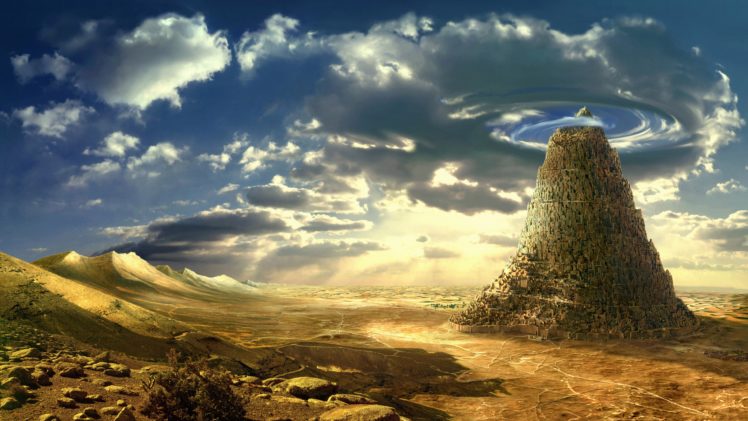 fantasy, Tower, Babel, Babel, Tower, Fantasy HD Wallpaper Desktop Background