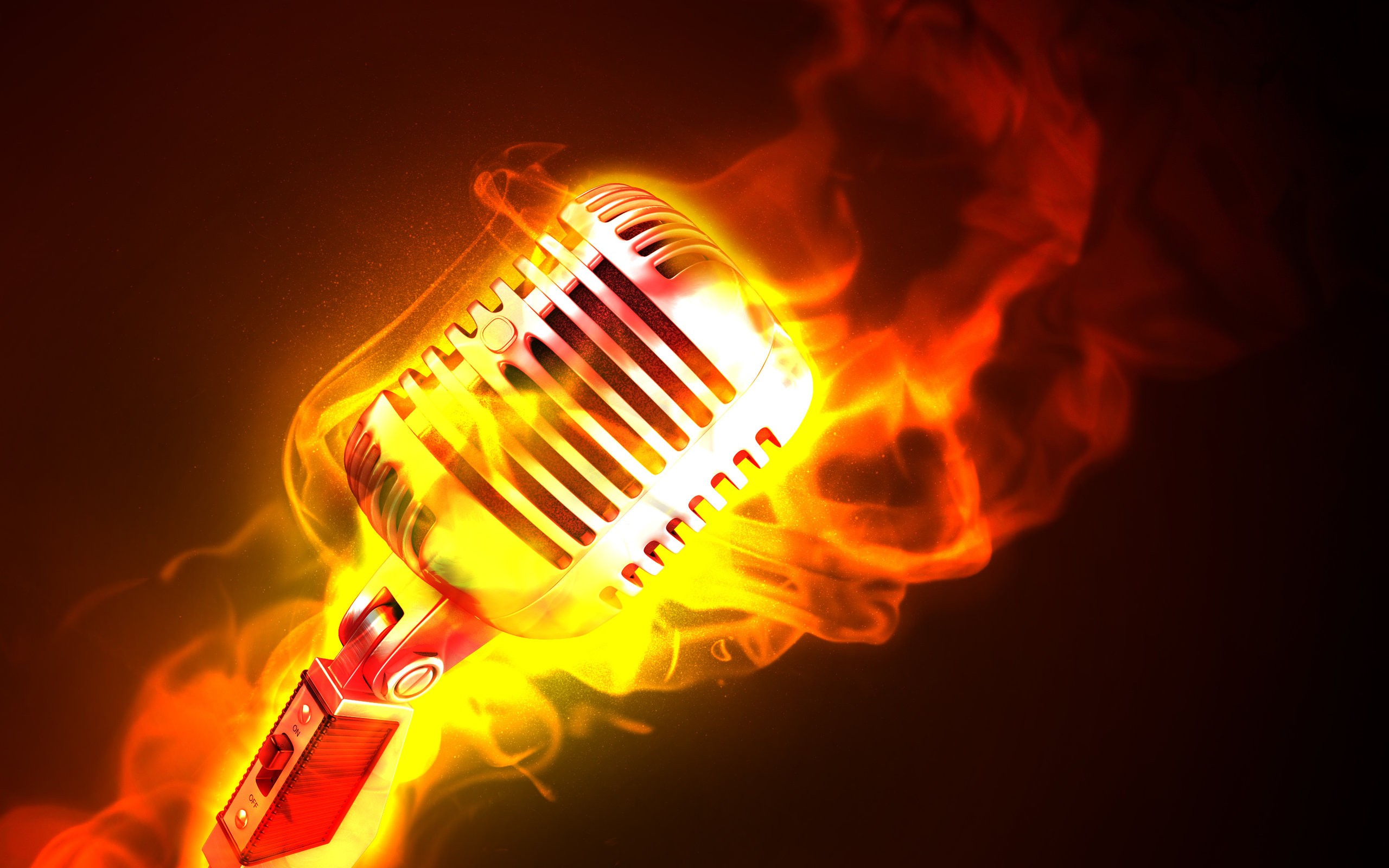 fire, Microphones, Photomanipulations Wallpaper