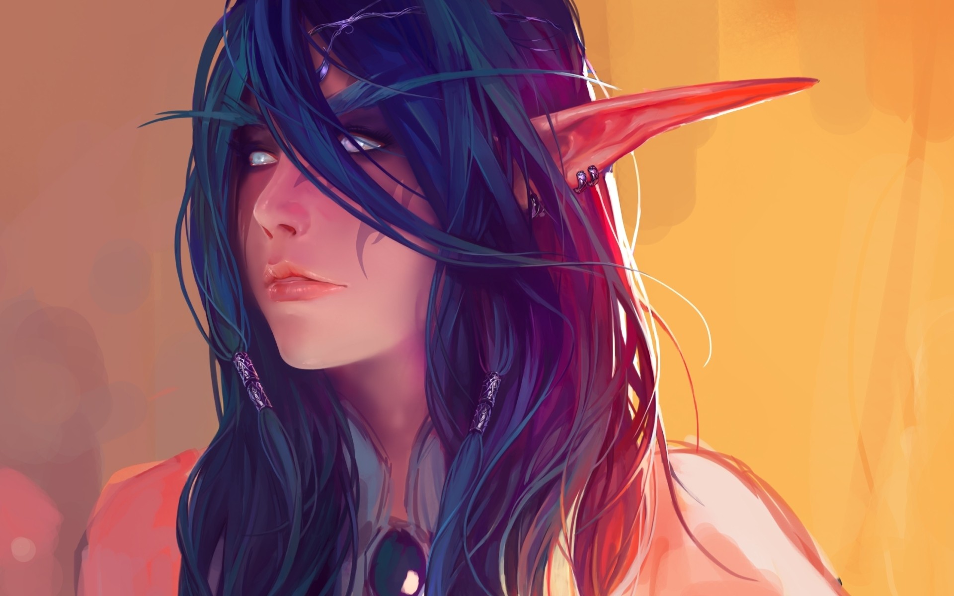 women, World, Of, Warcraft, Fantasy, Art, Elves, Artwork, Faces Wallpaper