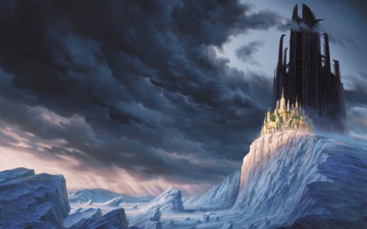 fantasy, Clouds, Castles, Snow, Landscapes, Mortal, Engines HD Wallpaper Desktop Background