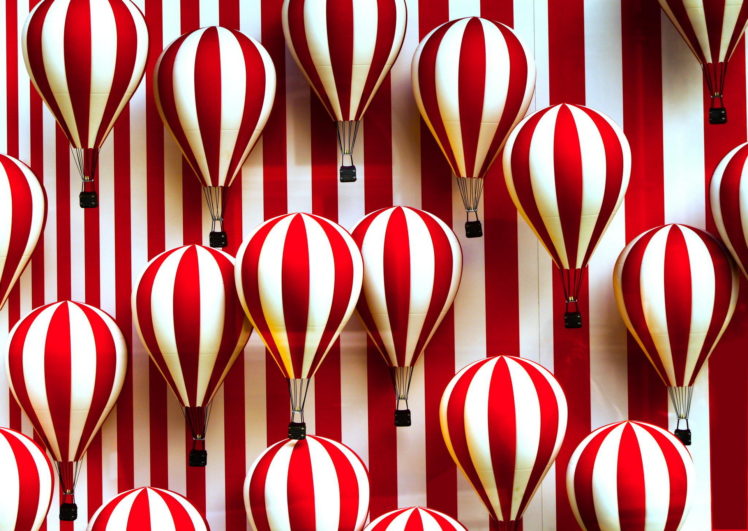 balloos, Stripes, Red, White HD Wallpaper Desktop Background