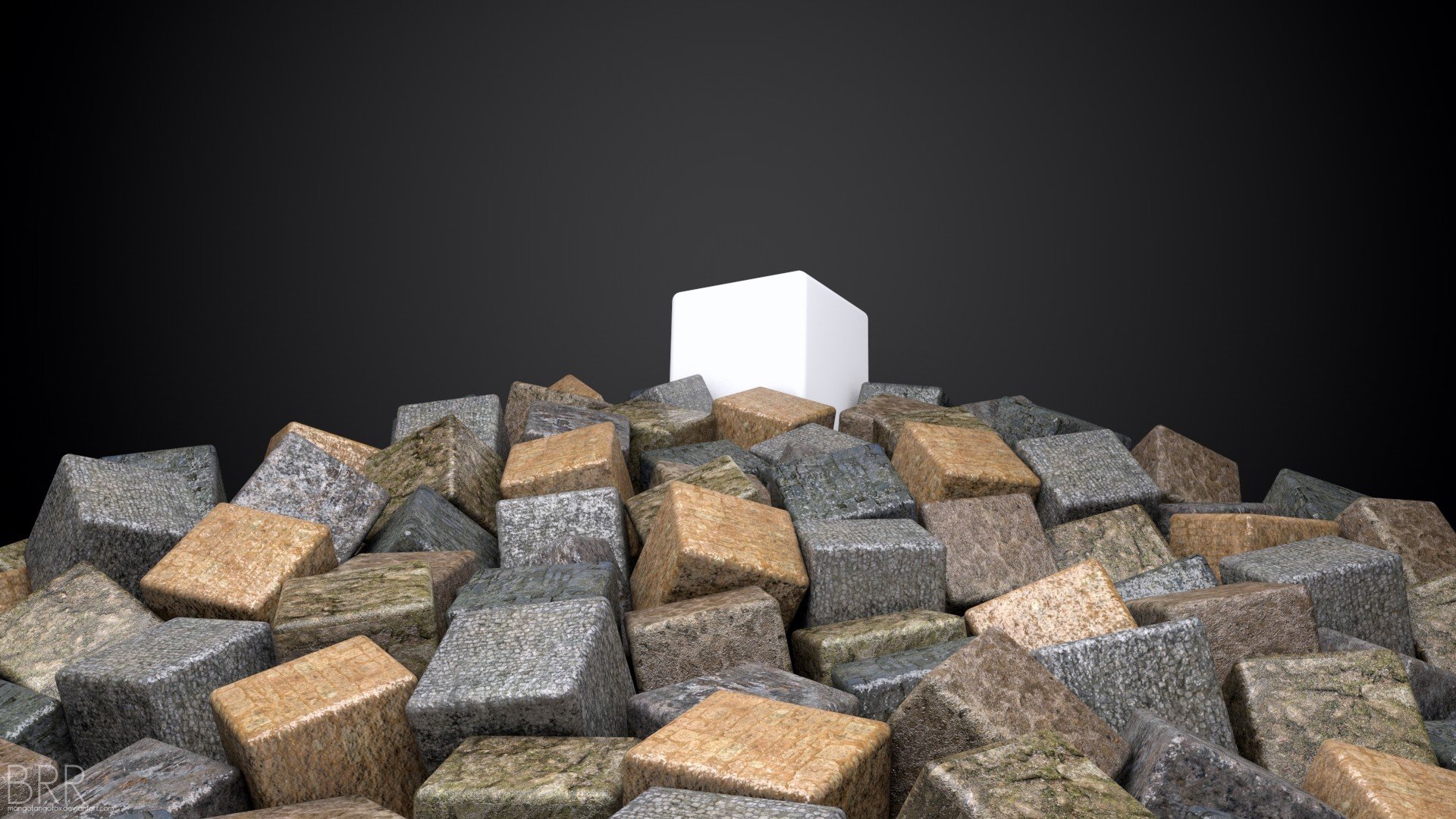 rocks, King, Cubes, 3d, Renders, Mangotangofox Wallpaper