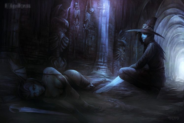 paintings, Dark, Blood, Fantasy, Art, Artwork, Daggers, Witcher HD Wallpaper Desktop Background